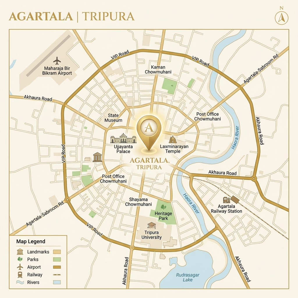 Agartala Ashram Cartographic Location