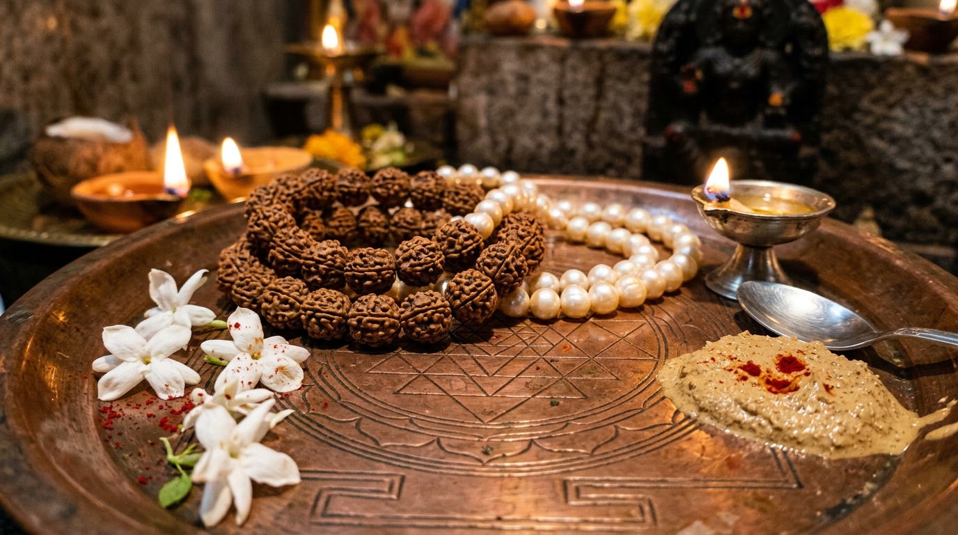 Sacred Mukta Pearls & Rudraksha